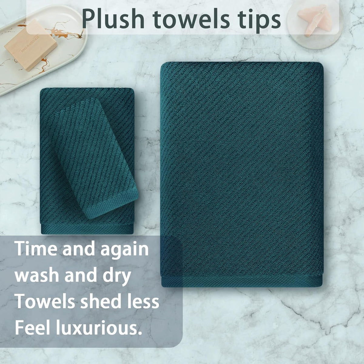 VOOVA & MOVAS Towels Set for Bathroom, 100% Cotton | Quick Dry | Soft | Thick, 3 Piece Towel Set, 1