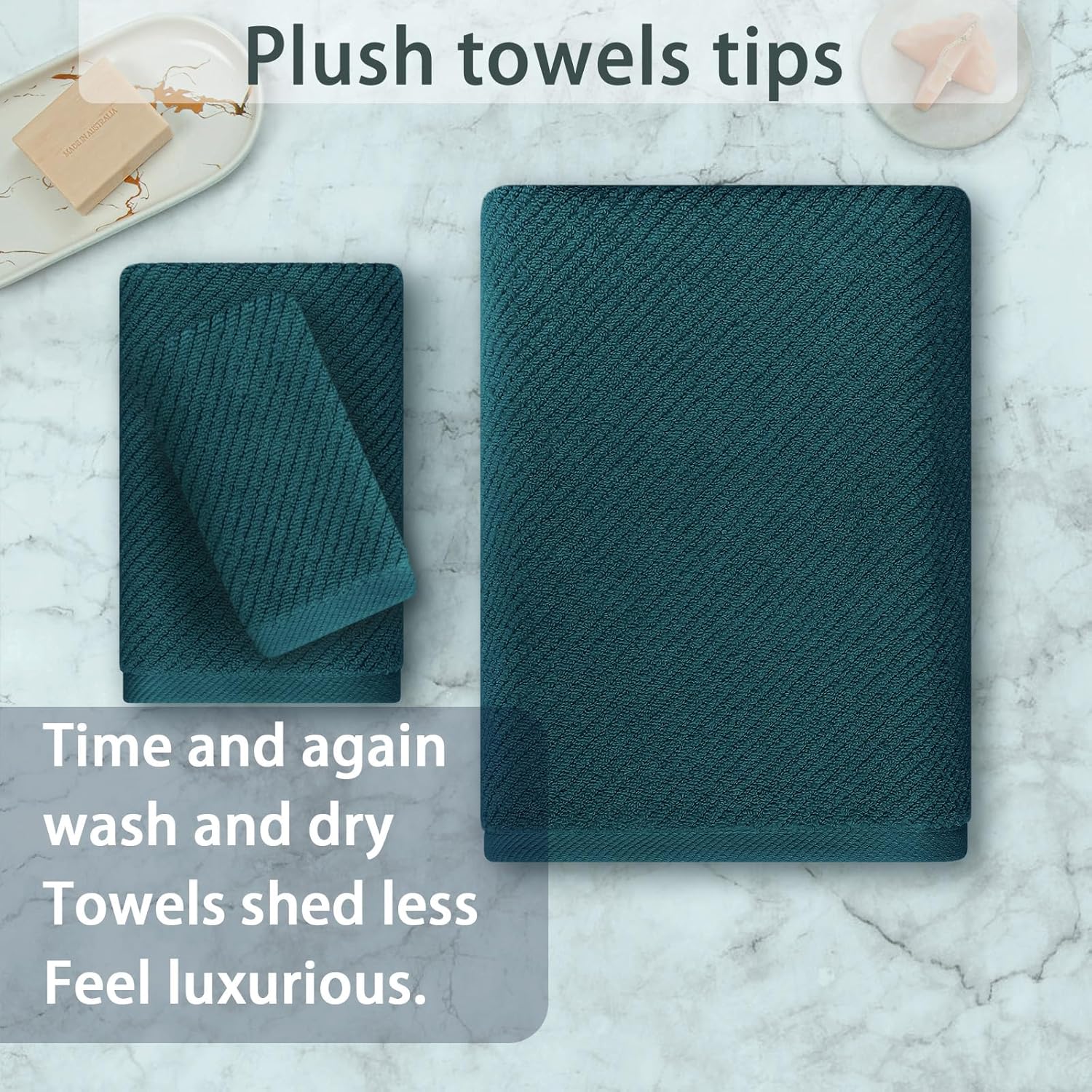 VOOVA & MOVAS Towels Set for Bathroom, 100% Cotton | Quick Dry | Soft | Thick, 3 Piece Towel Set, 1