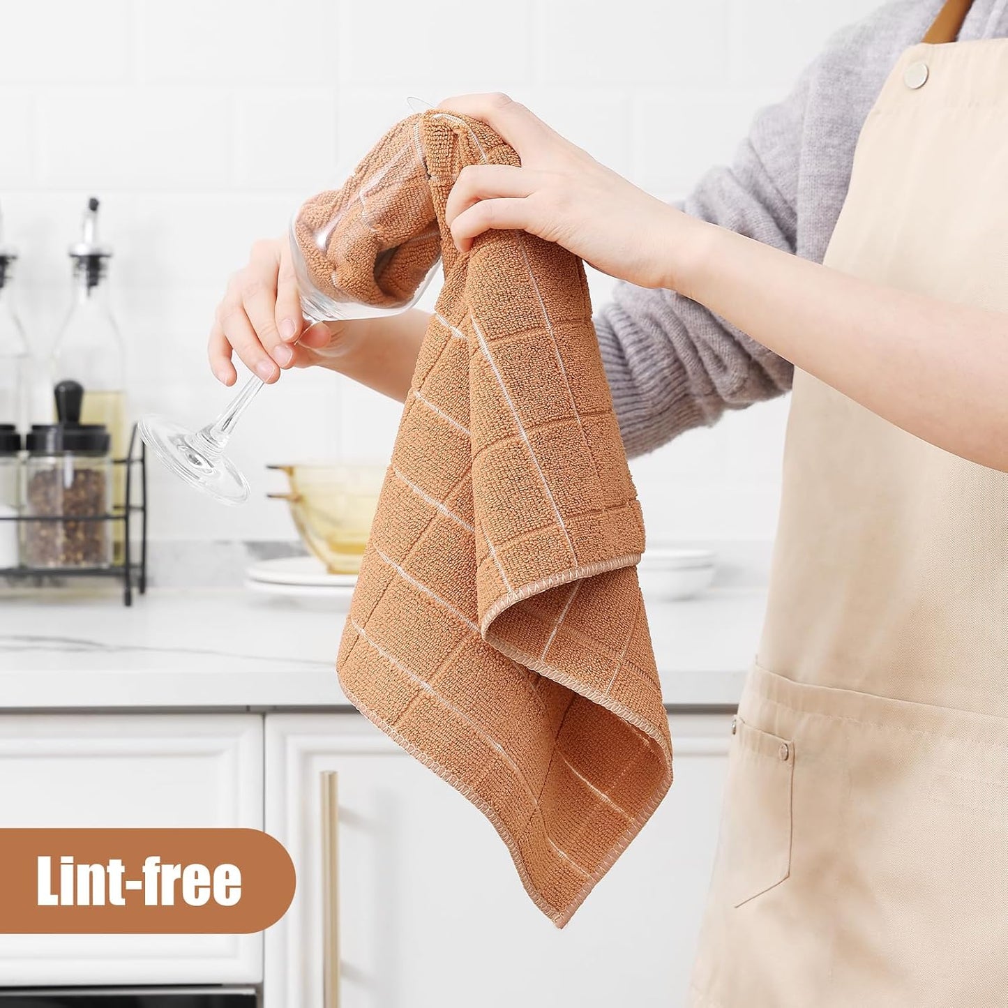Homaxy Microfiber Kitchen Towels and Dishcloths Set, 12 Pack Soft and Absorbent Dish Hand Towels