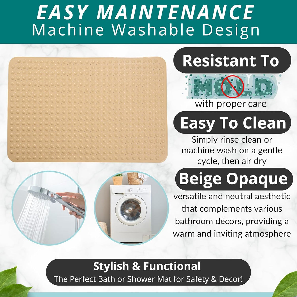ENKOSI Extra Large Shower Mat Non Slip - 47 x 32 inch - XL Bathroom Shower Mat - Large Shower Mats