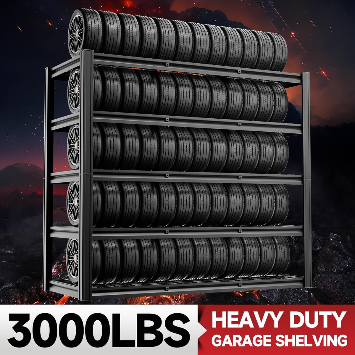 5-Tier 60”W x 24”D x 78”H Garage Shelving Adjustable Metal Storage Shelves 3000LBS Garage Shelving
