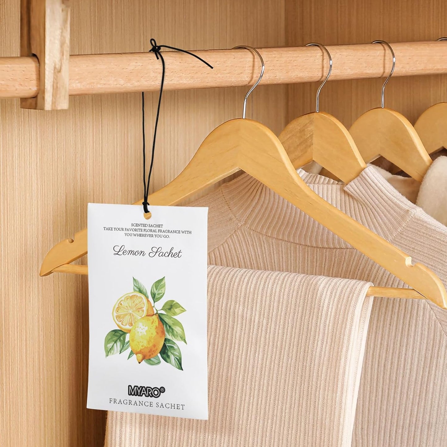MYARO 12 Packs Lemon Scented Sachets for Drawer and Closet, Long-Lasting Closet Sachet Bags Drawer