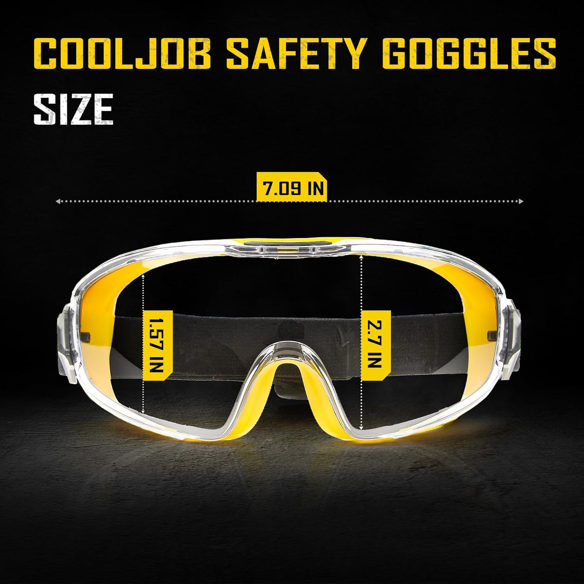COOLJOB Safety Goggles Over Glasses with Anti-Fog Clear Lens, ANSI Z87.1 Impact Resistance and UV