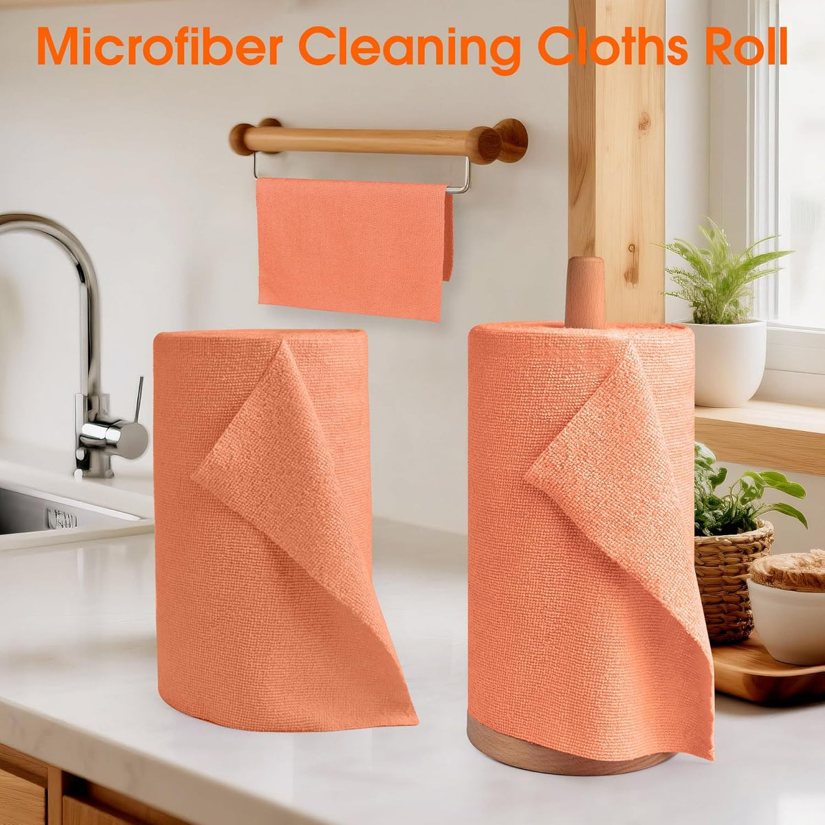 Roll of Microfiber Cleaning Cloth –100 Pack, Tear Away Microfiber Towels, Reusable, Washable