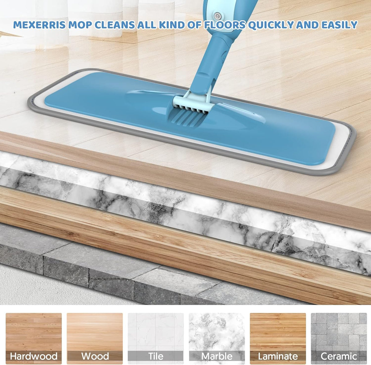 Spray Wet Mops for Hardwood Floor Cleaning - MEXERRIS Microfiber Dust Dry Mops with Spray 4
