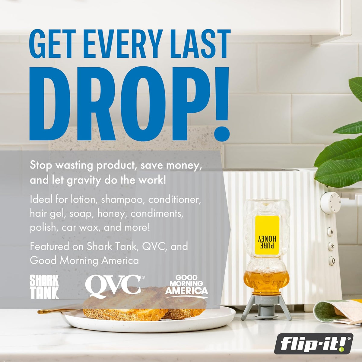 Flip-It! 2-Pack Premium Bottle Emptying Kit – No more wasted product - Fits most plastic bottles