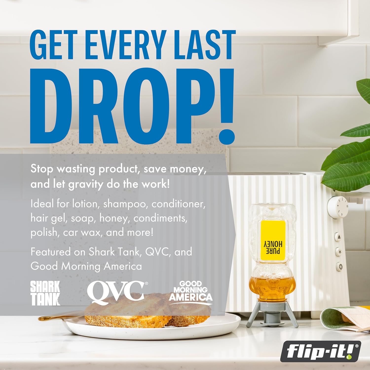 Flip-It! 2-Pack Premium Bottle Emptying Kit – No more wasted product - Fits most plastic bottles