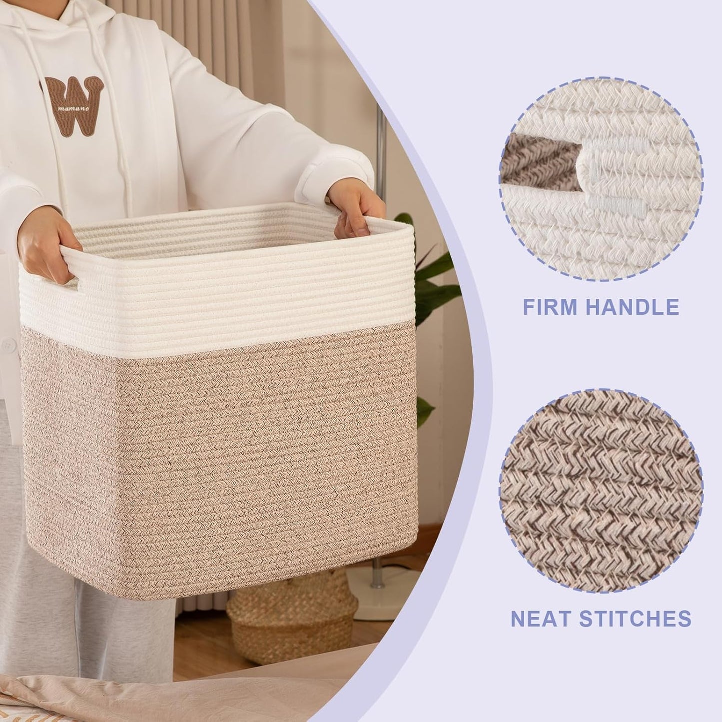 OIAHOMY Storage baskets for Shelf, Large Collapsible Storage Bins, Blanket Basket Living Room, 16.5