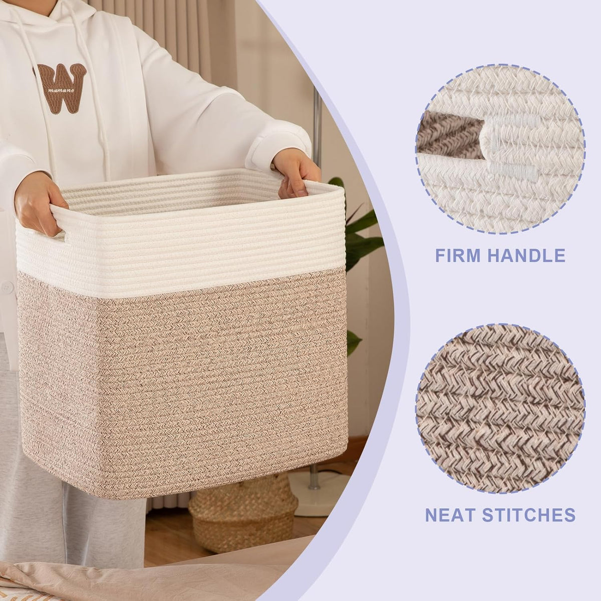 OIAHOMY Storage baskets for Shelf, Large Collapsible Storage Bins, Blanket Basket Living Room, 16.5