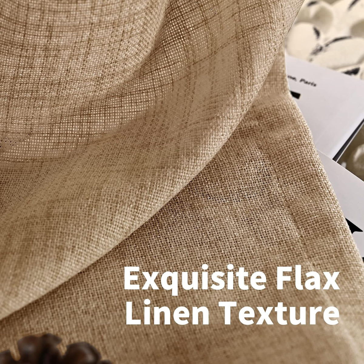 YoungsTex Burlap Linen Curtains 63 Inch Length for Living Room Window, Textured Semi Sheer Drapes