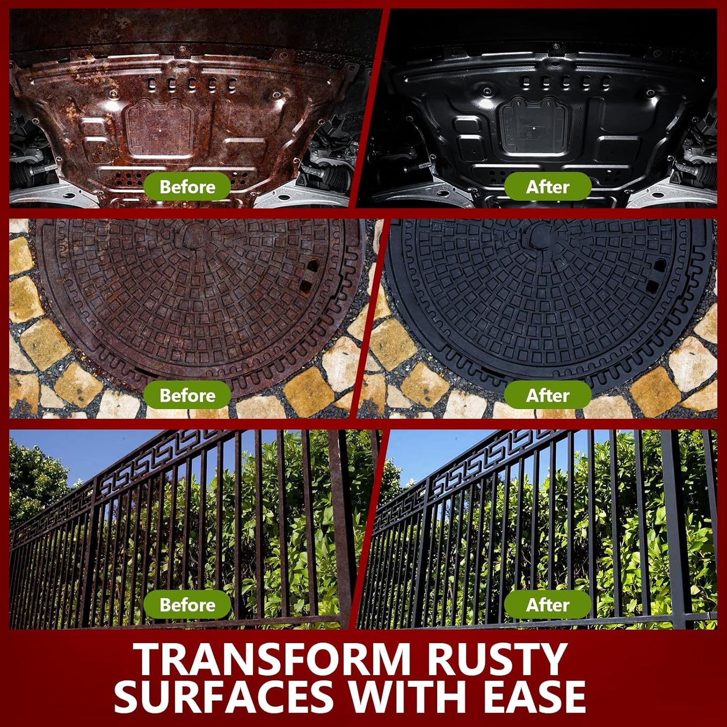4-in-1 Rust Converter & Metal Primer, 34 Fl Oz Black Rust Inhibitor Paint for Metal, Automotive
