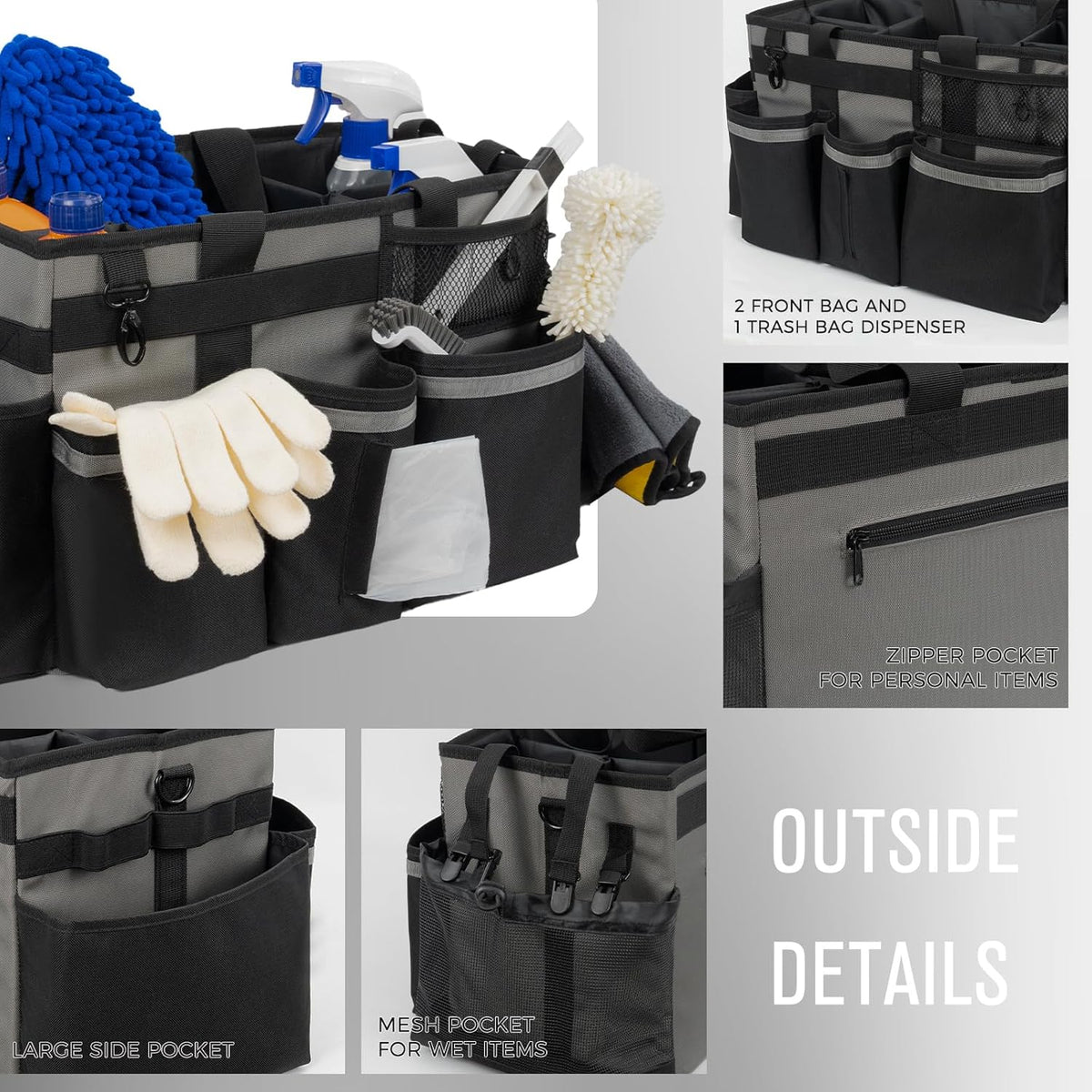 Wearable Cleaning Caddy, Cleaning Caddy Supplies Organizer with Handle & Shoulder Straps for