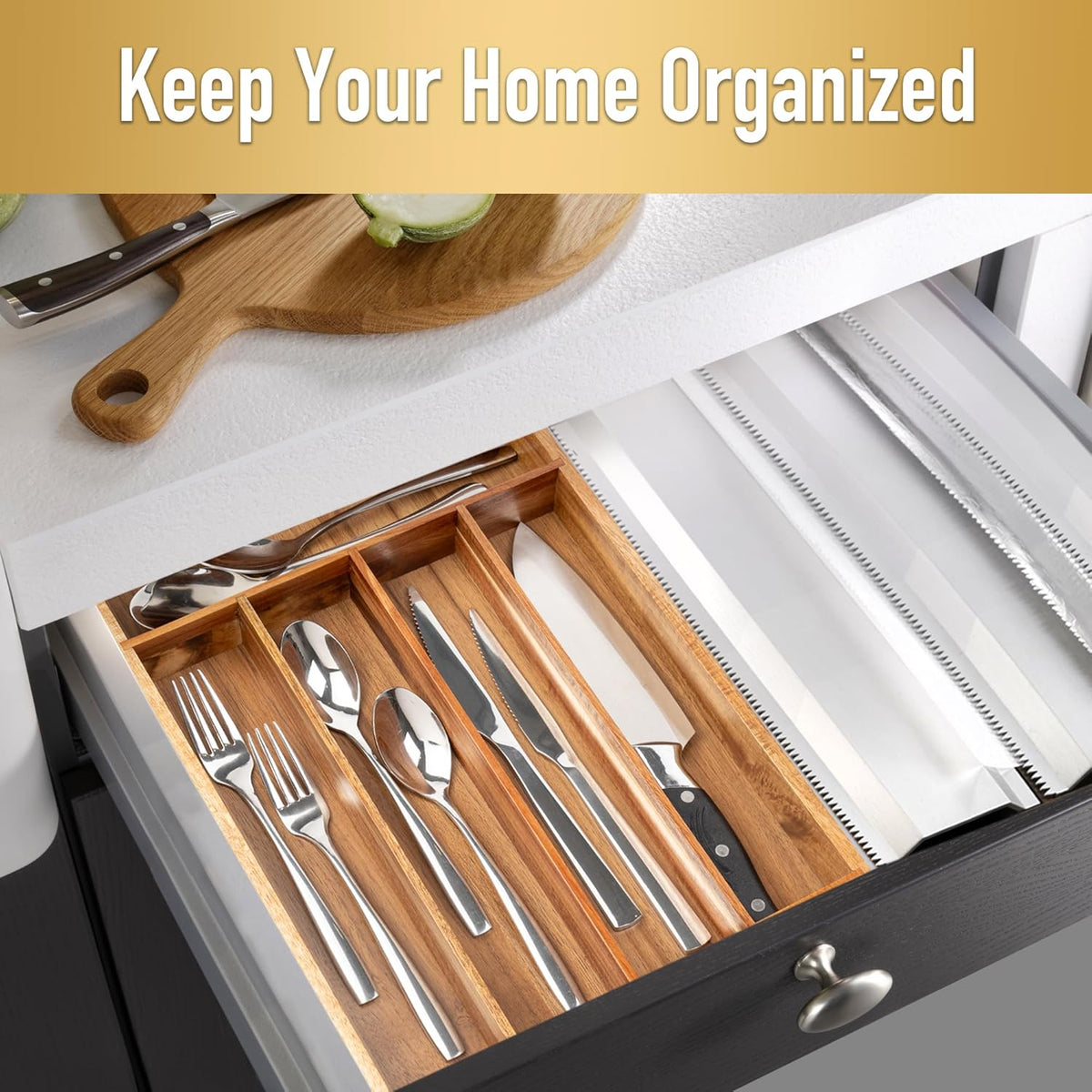 Silverware Organizer Kitchen Drawer Organizer Utensil Organizer Acacia Silverware Holder Cutlery