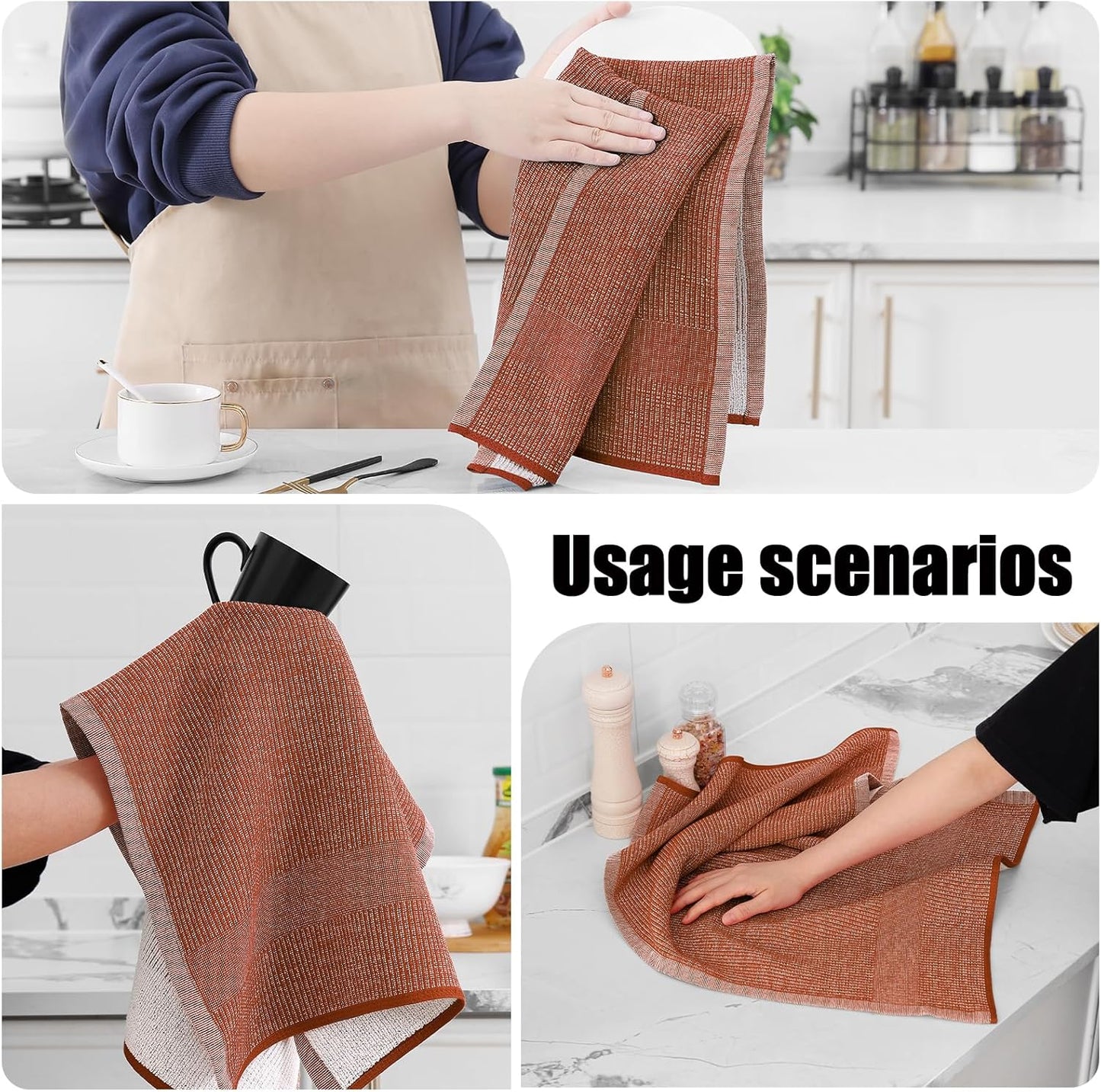 Homaxy Premium Kitchen Towels(18”x 28”, 6 Pack), Large Cotton Kitchen Hand Towels, Flat and Terry