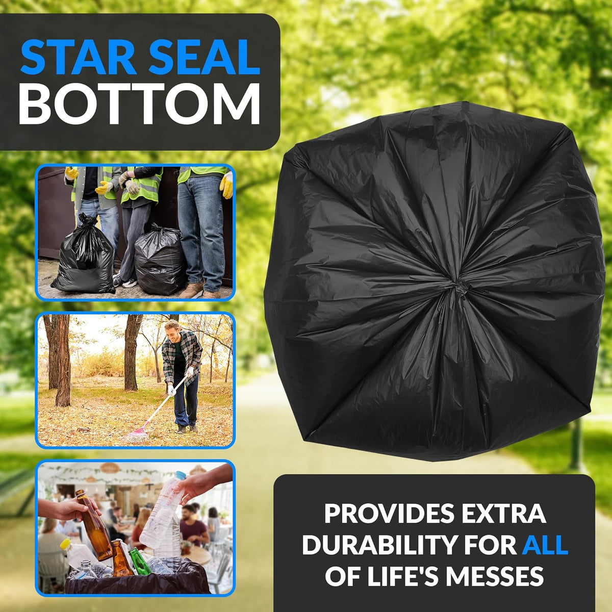 Reli. SuperValue 65 Gallon Trash Bags | 120 Count | Made in USA | Heavy Duty | Bulk | Black