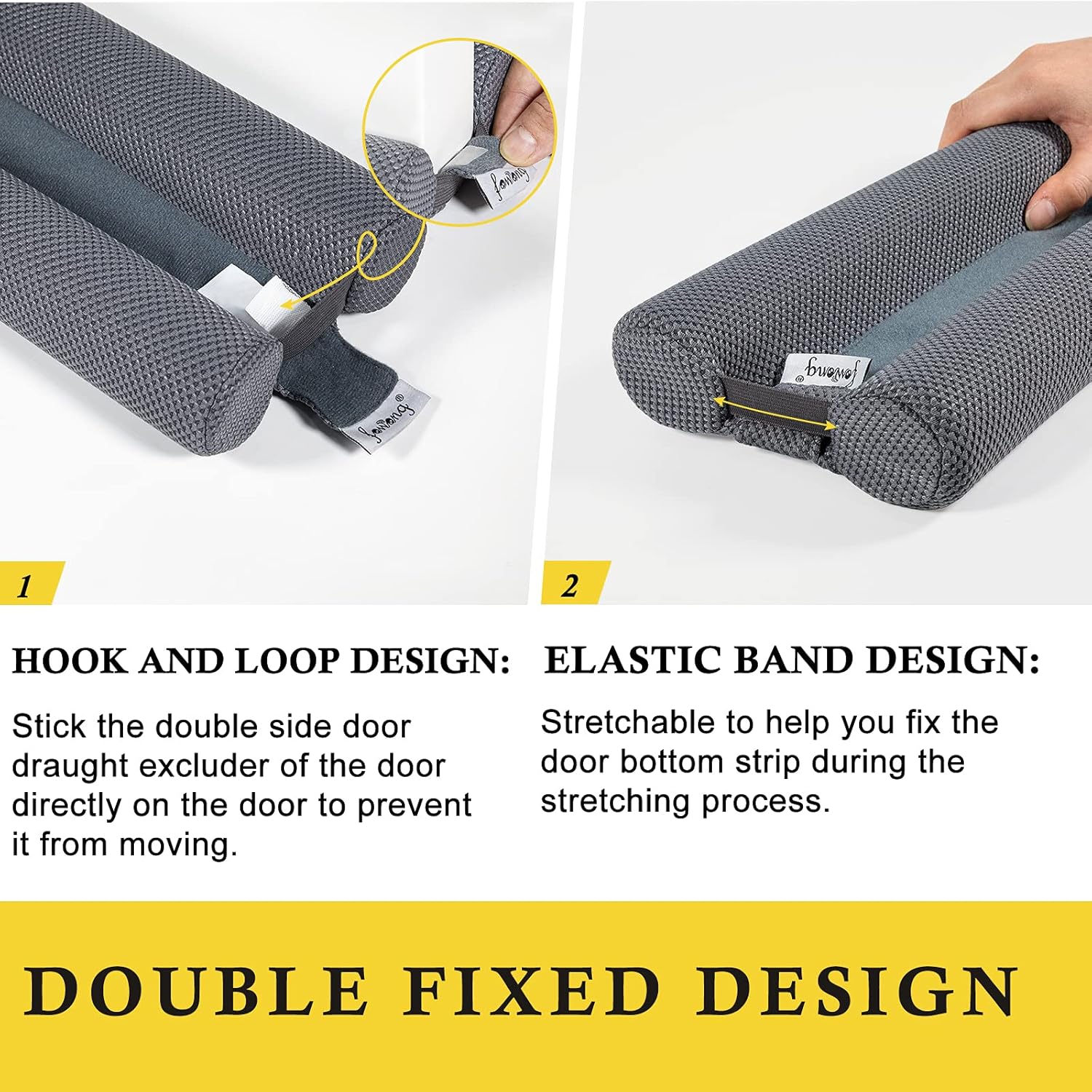fowong 2 Pack Door Draft Stopper for Bottom of Door 36" Adjustable Noise Stopper, Soundproofing