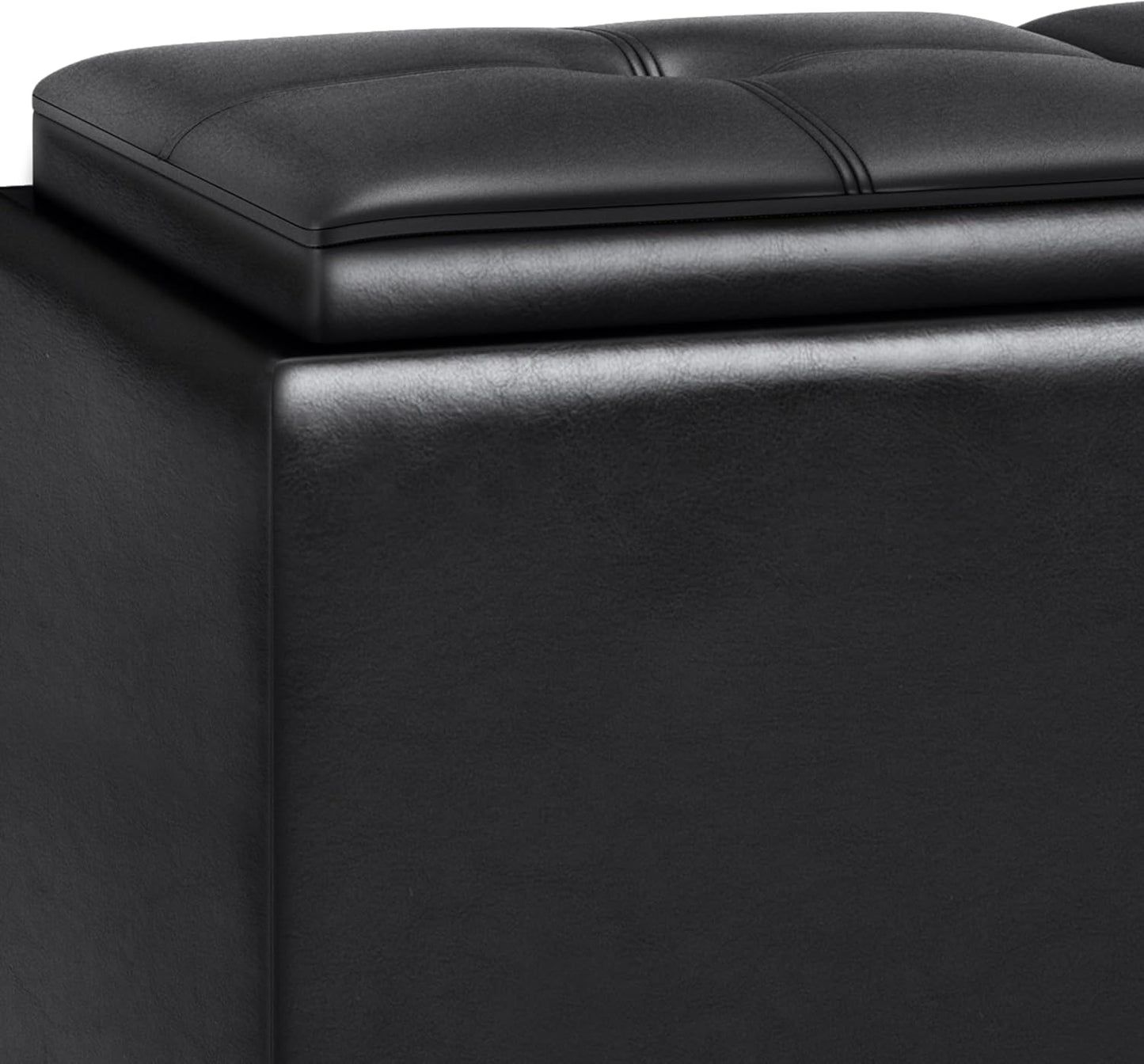 SIMPLIHOME Avalon 42 inch Wide Contemporary Rectangle Tray Storage Ottoman with Lift Up Lids in