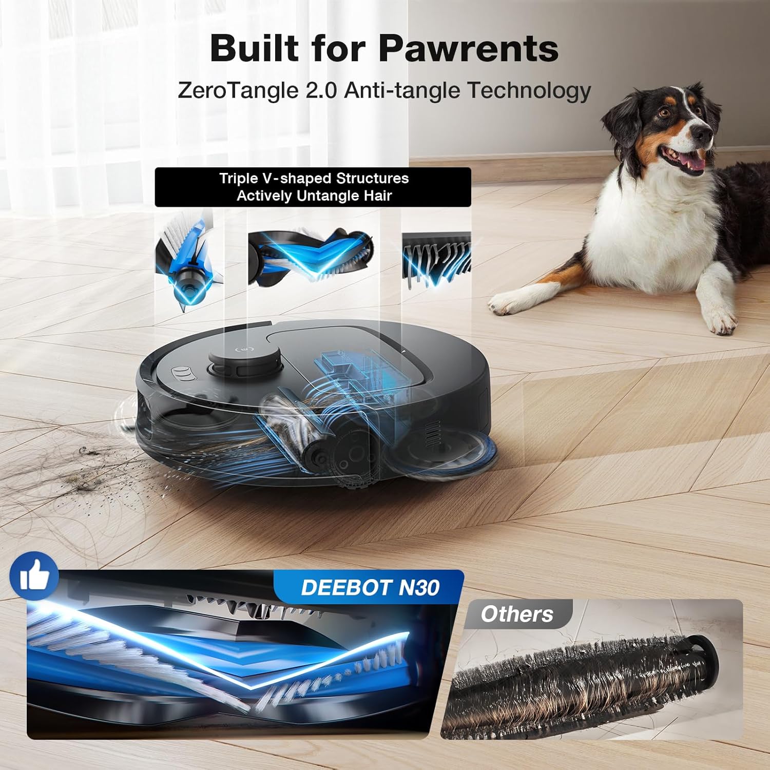 ECOVACS DEEBOT N30 Omni Care Robot Vacuum and Mop, 10000Pa Suction, TruEdge Adaptive Edge Mopping