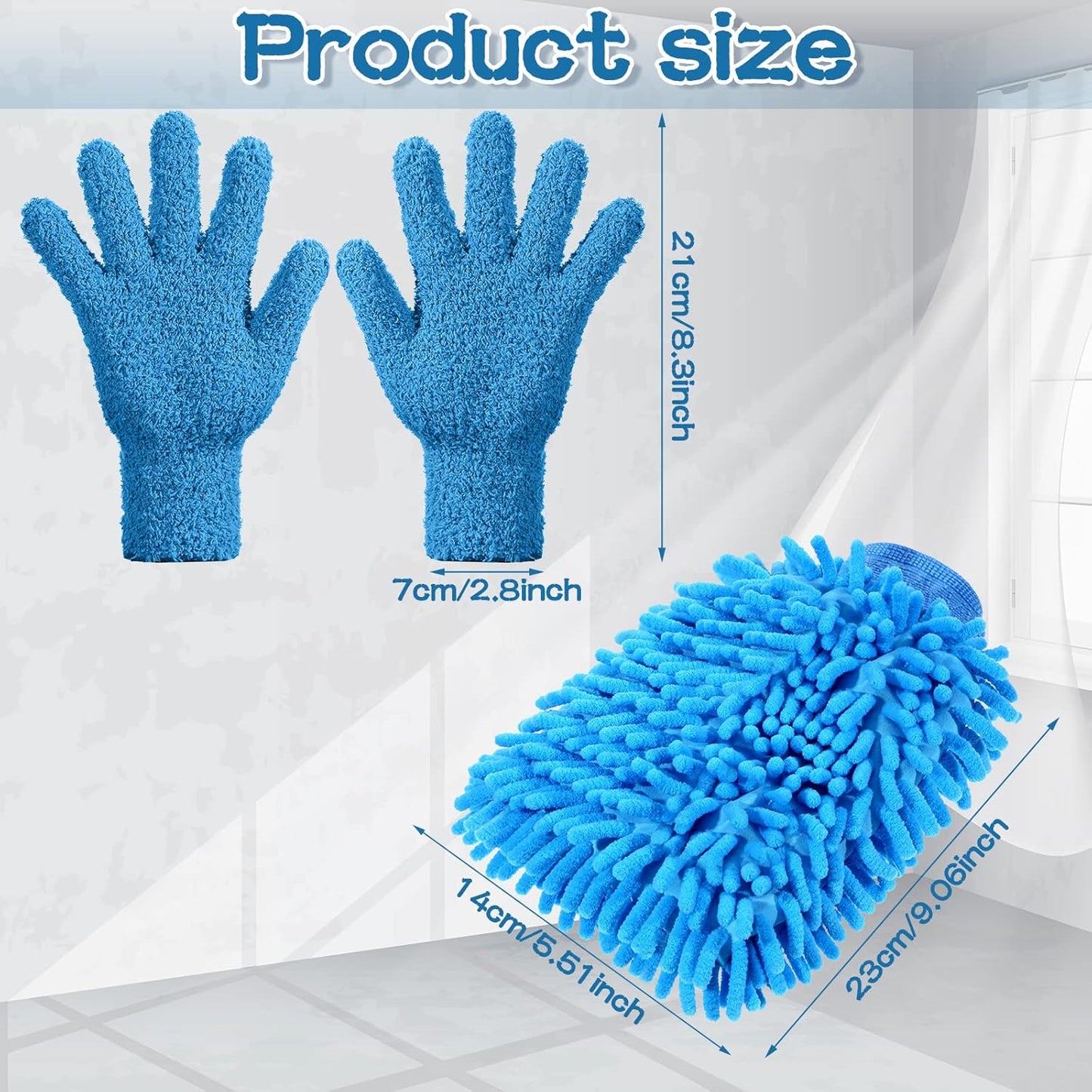 6 Pcs Microfiber Dusting Mitt Gloves Microfiber Washable Dusting Gloves Car Wash Mitt for Leaf