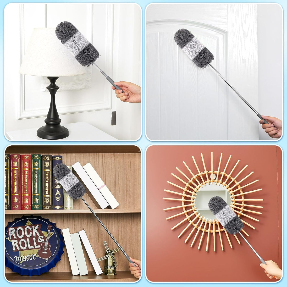 Tanlade 12 Pcs Microfiber Feather Duster for Cleaning 13-31 Inch Extendable Cobweb Dusters Ceiling