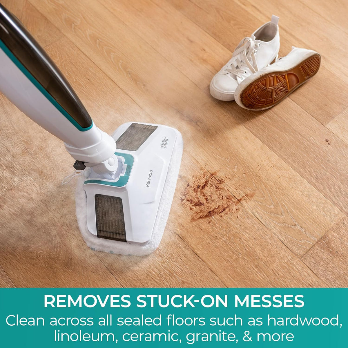 Kenmore SM2060 S200 Series Steam Mop for Floor Cleaning with Easy Scrubber & 2pcs Washable Pads, 2