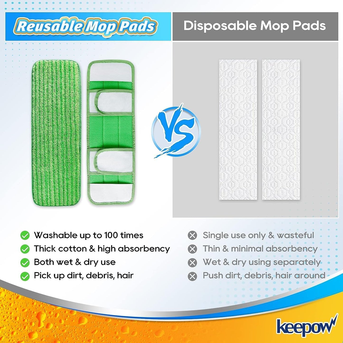 KEEPOW Microfiber Pads for Swiffer XL, Heavy Duty Dry Sweeping Cloths for Swiffer XL Mop, Extra