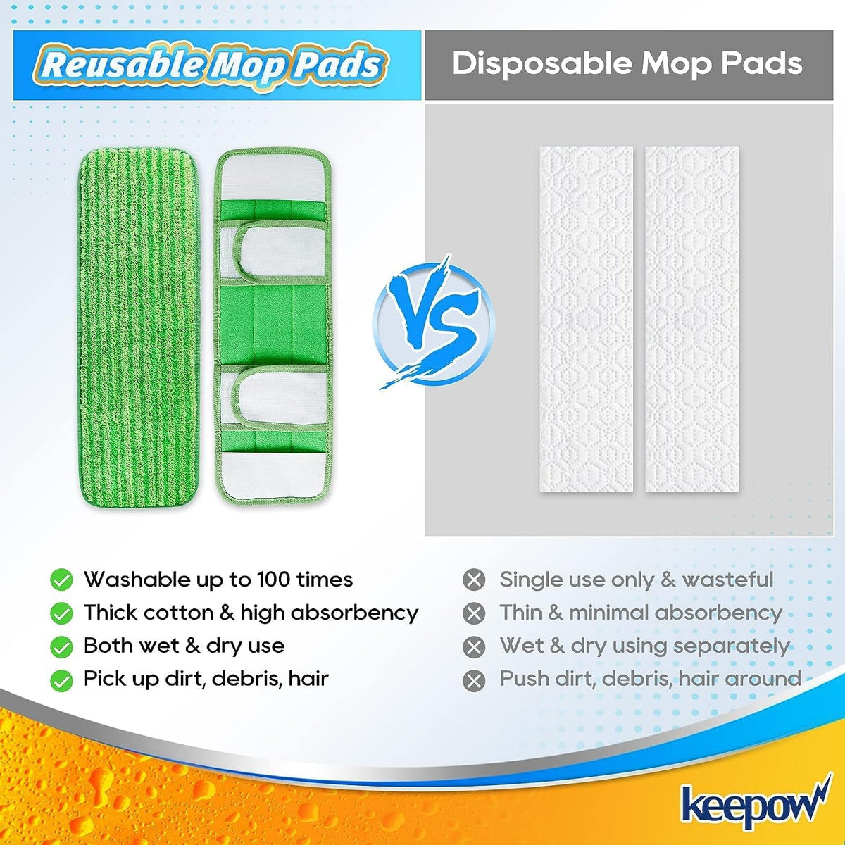 KEEPOW Microfiber Pads for Swiffer XL, Heavy Duty Dry Sweeping Cloths for Swiffer XL Mop, Extra