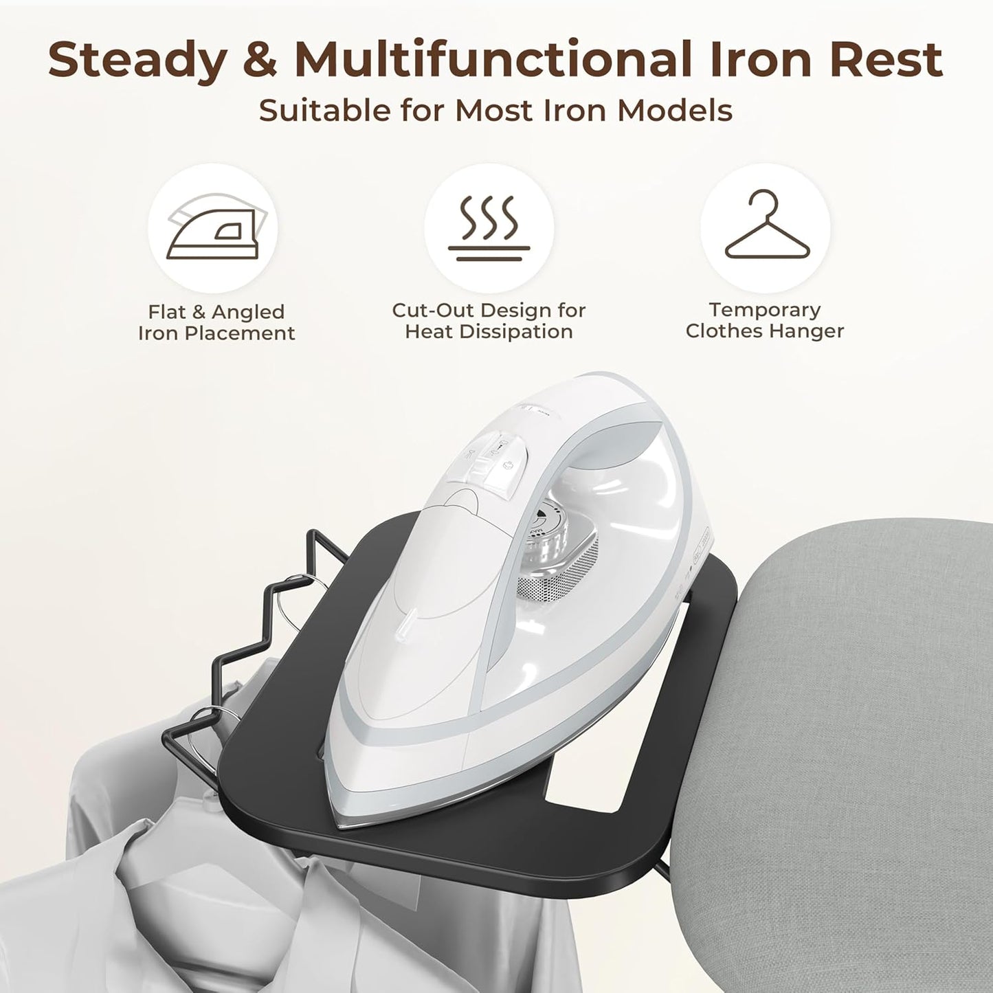 Yaheetech Foldable Ironing Board, Heavy Duty Iron Board with 9 Adjustable Heights, 4 Layer Cover