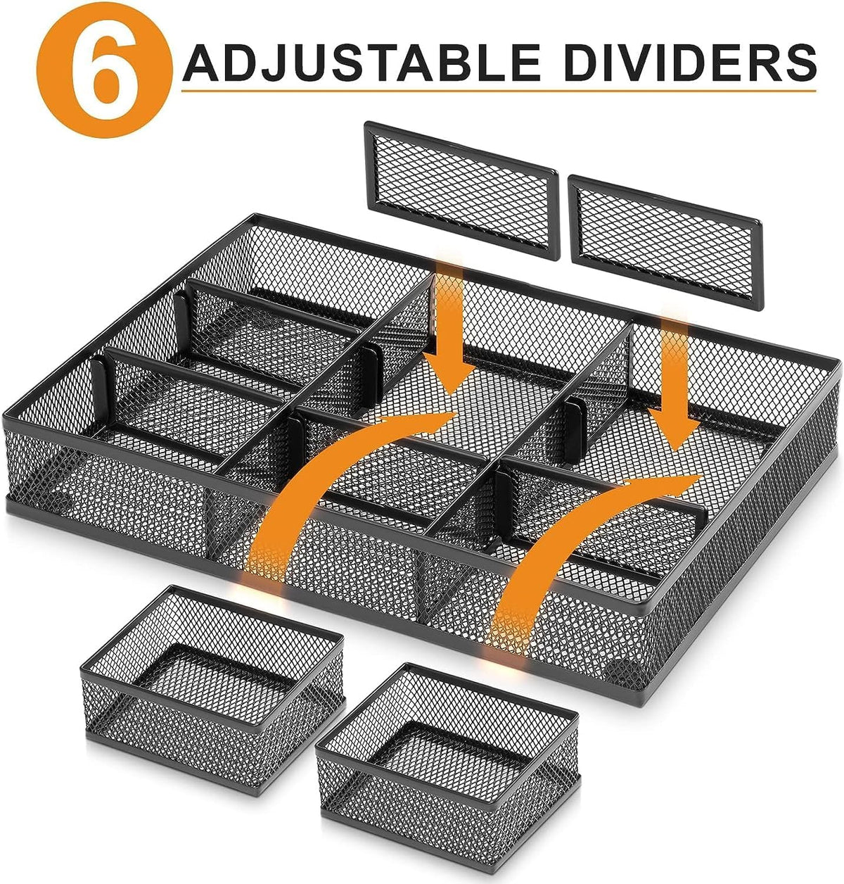 Marbrasse 3 Pack Desk Drawer Organizers with 9 Adjustable Compartments for Makeup, Office Supplies
