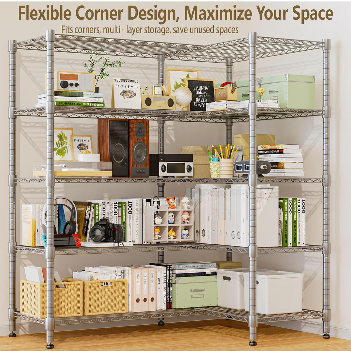 Himimi 72"W Wire Rack Shelving-2000LBS Capacity, Adjustable Storage Shelves Metal Shelves for