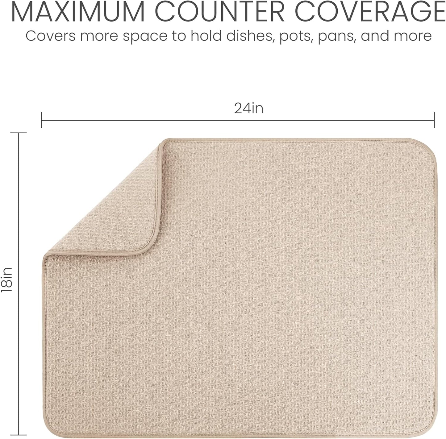 Bellemain XXL Dish Mat 24" x 17" ( LARGEST MAT ) Microfiber Dish Drying Mat , Super absorbent (