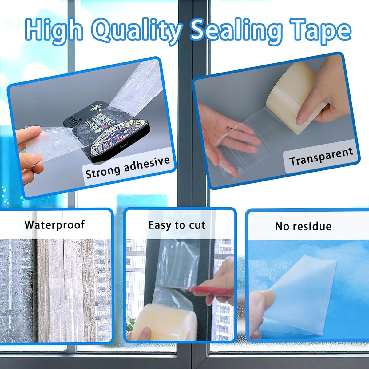 Transparent Window Weather Sealing Tape,Winter Window Seal Kit for Doors, Shower Glass Gaps,No