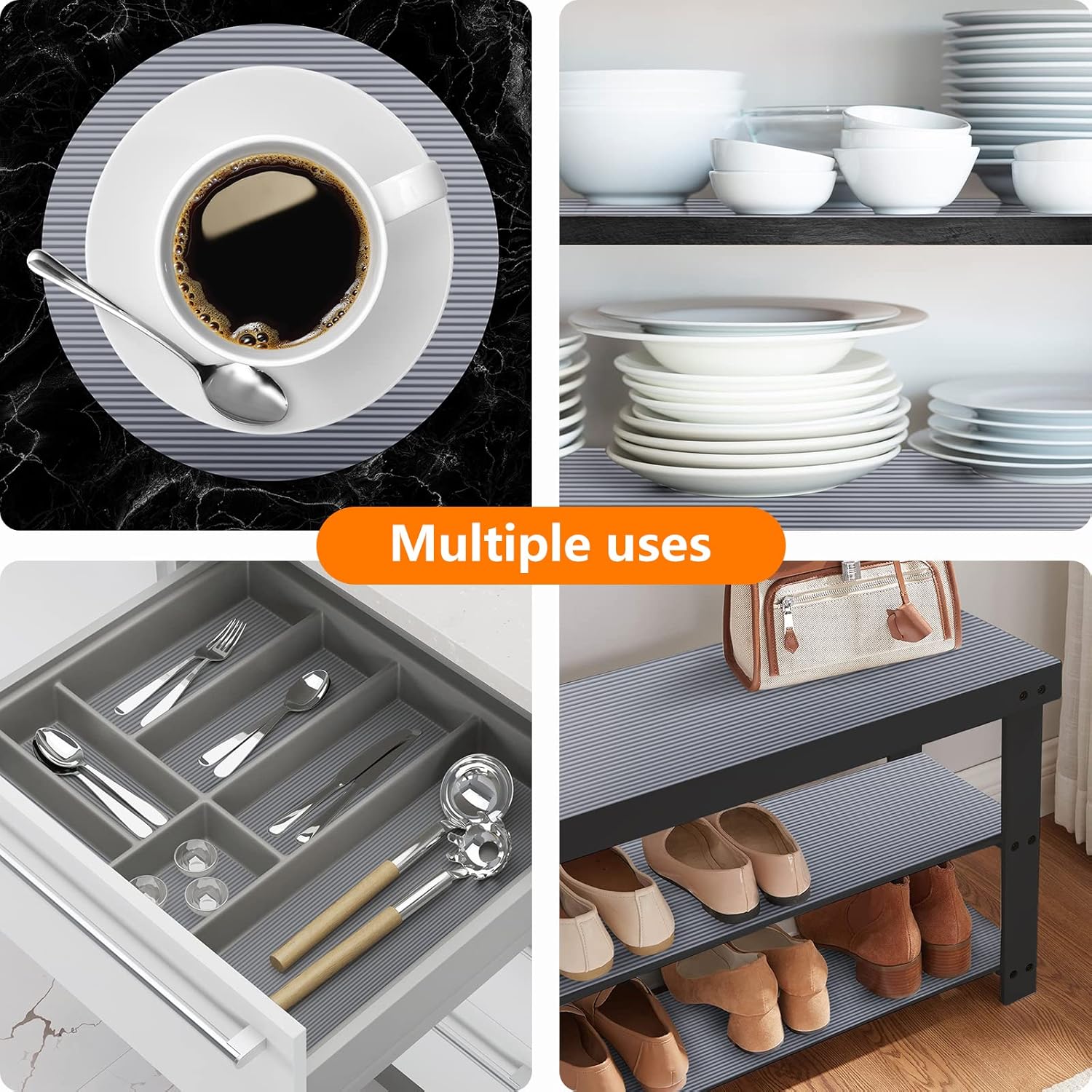 Shelf Liners for Kitchen Cabinets Non Adhesive Drawer Liner EVA Material Cupboard Mat Waterproof