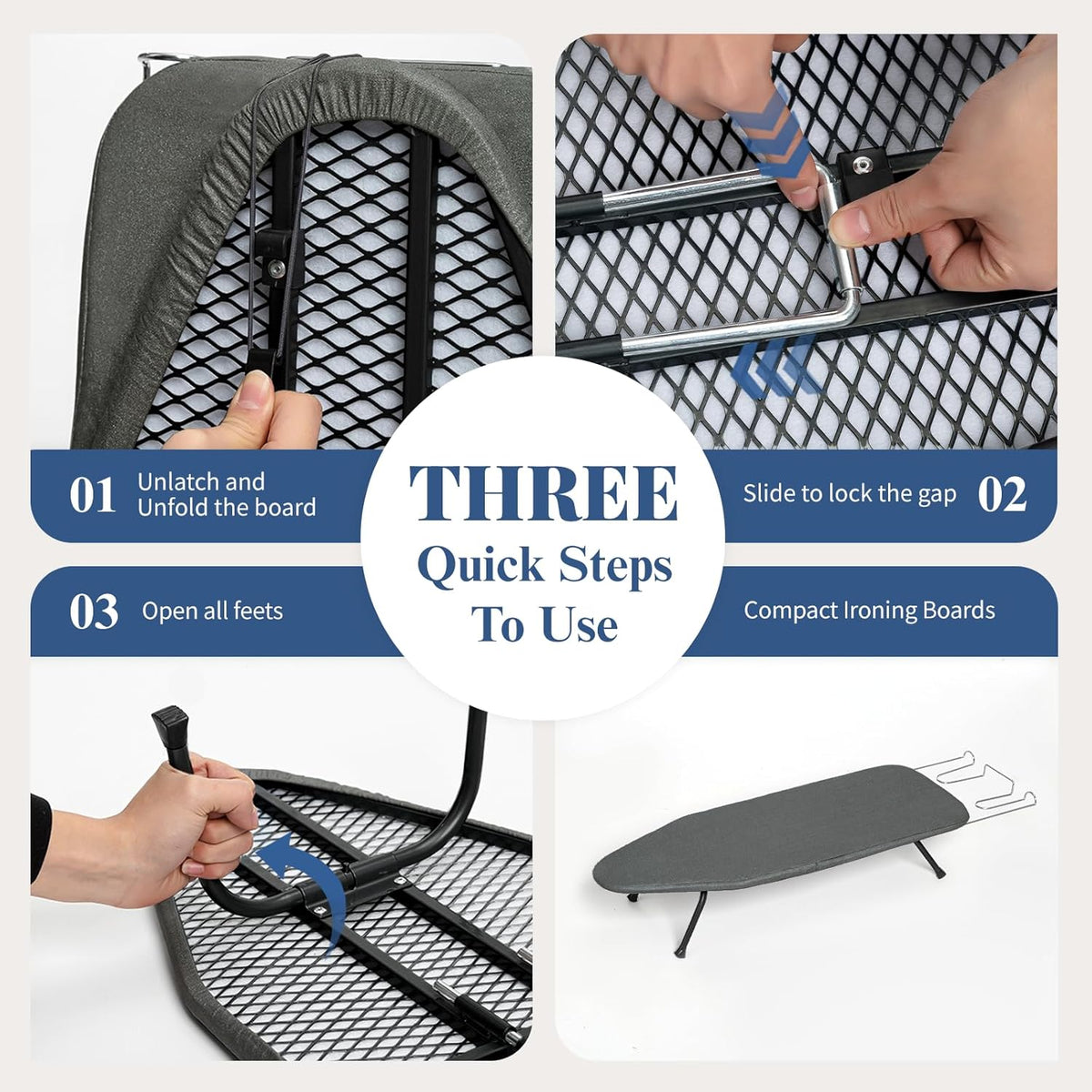 Small Ironing Board Foldable, BlissBoard Tabletop Iron Board with Cover and Pad, Metal Frame Mini