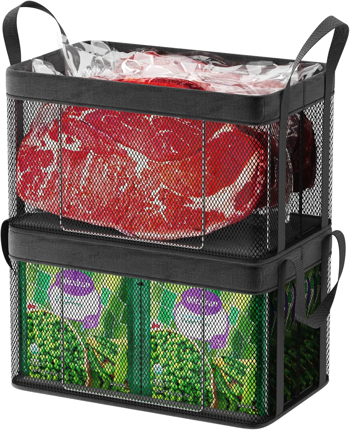 iSPECLE Deep Freezer Organizer Bins - 2 Pack Large Stackable Freezer Organizer Bins for 5 to 7