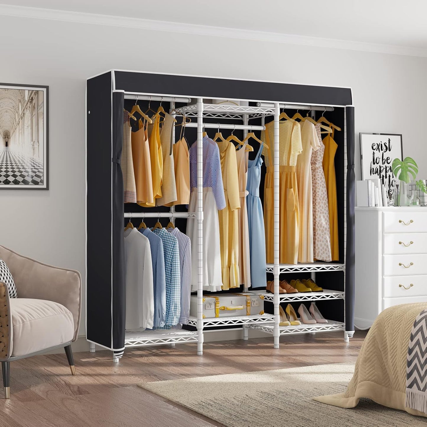 VIPEK V5C Covered Clothes Rack Heavy Duty Portable Closet Wardrobe, Freestanding White Metal