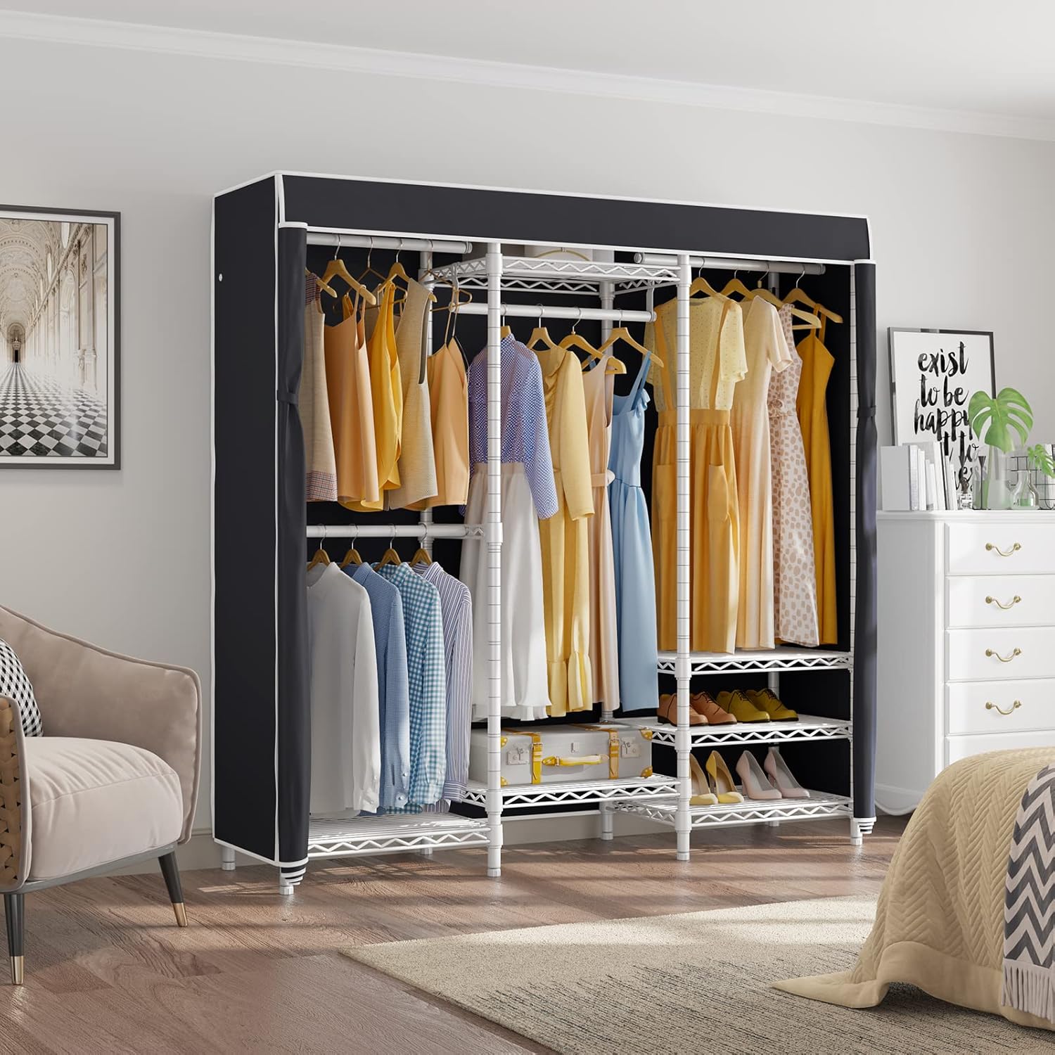 VIPEK V5C Covered Clothes Rack Heavy Duty Portable Closet Wardrobe, Freestanding White Metal