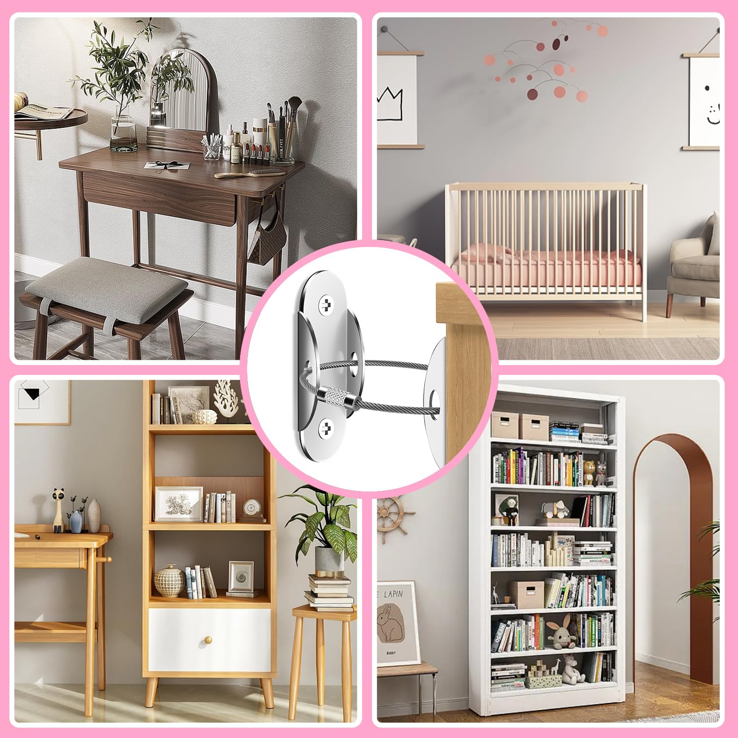 Anti Tip Furniture Anchors (6 Packs) Furniture Anchors for Baby Proofing, Earthquake Straps for