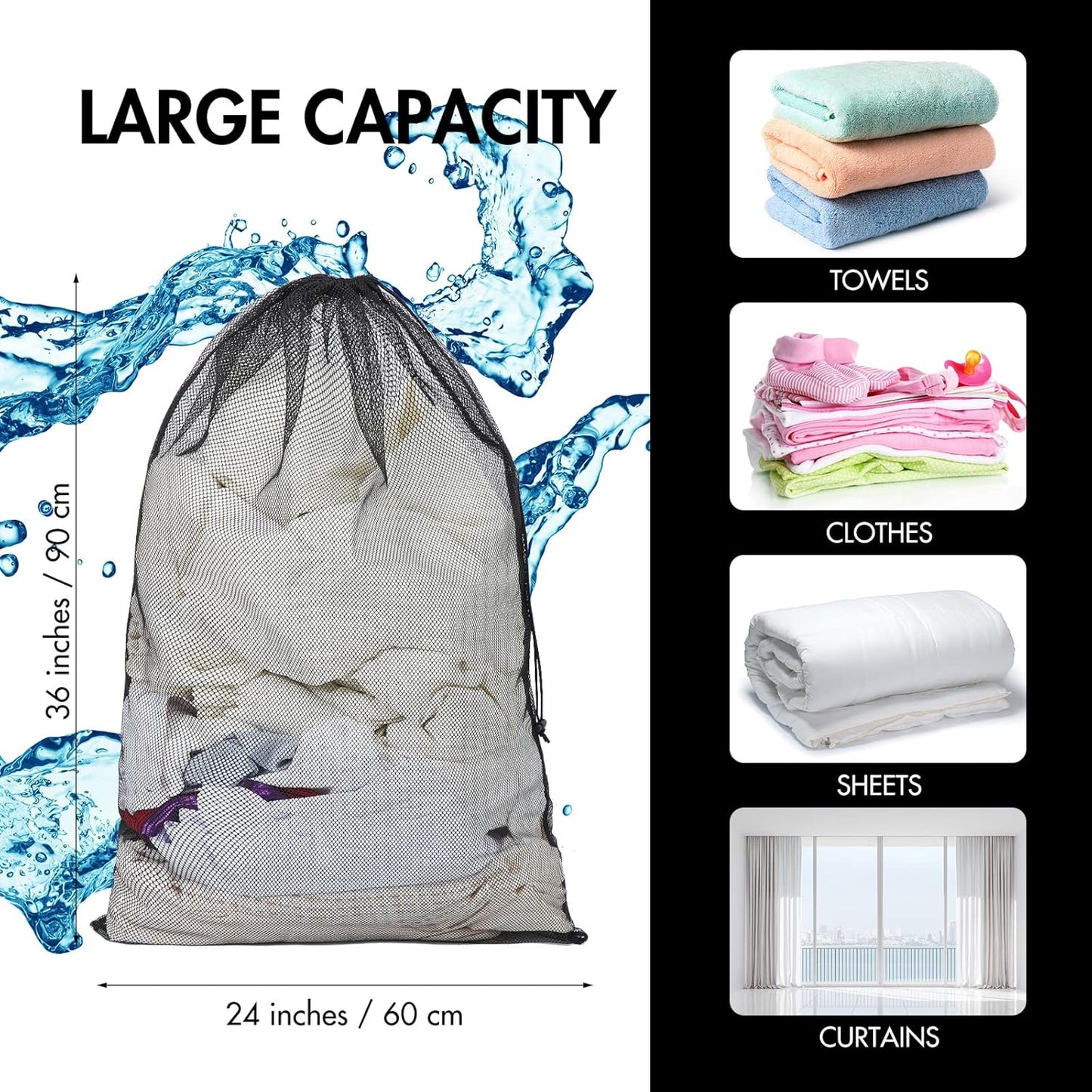 Berlune 30 Pack 24 x 36 Inches Large Mesh Bags for Laundry, Wash bags, Sturdy Mesh Material Closed