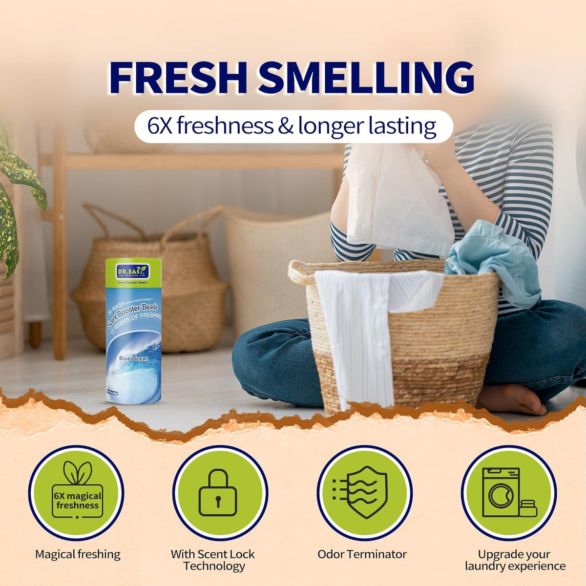 DR.EASY laundry scent boosters,Blue Ocean Scent Boosters for Washer，Bulk Laundry Booster Beads and