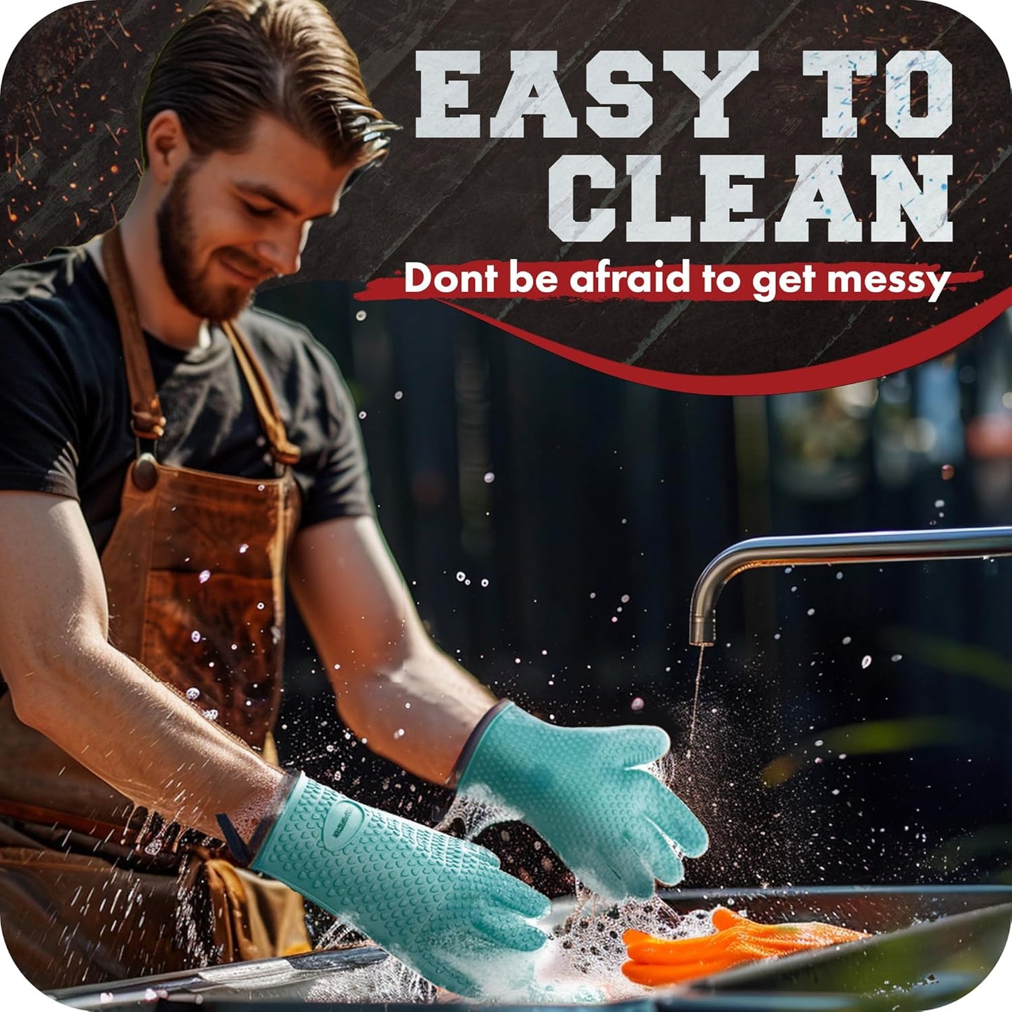 KITCHEN PERFECTION XL Silicone Smoker Oven Gloves -Extreme Heat Resistant BBQ Gloves -Handle Hot