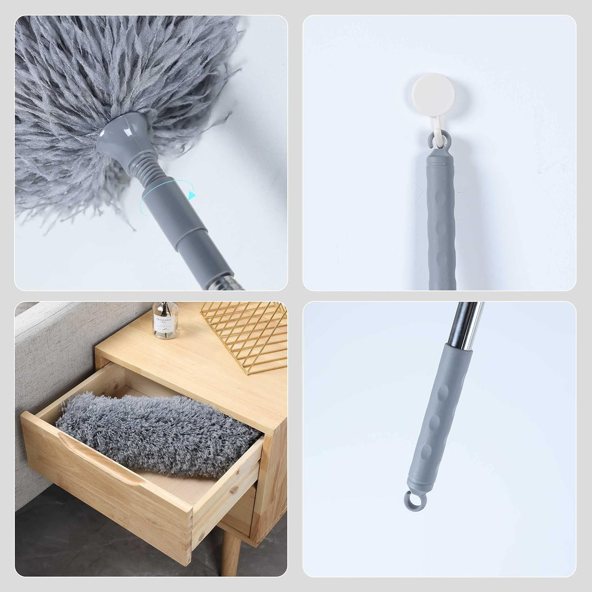 BOOMJOY Microfiber Feather Duster with 100 inches Extension Pole, Dusters for Cleaning High