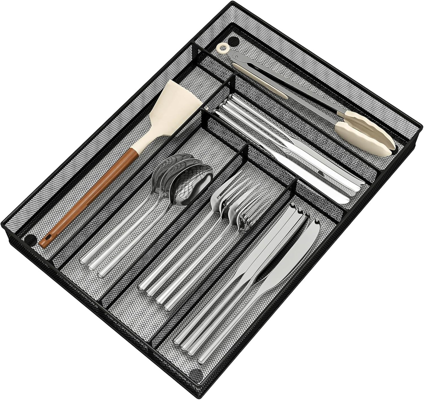 Silverware Organizer Metal Mesh, Large Drawer Organizer, Utensil Cutlery Tray for kitchen drawers