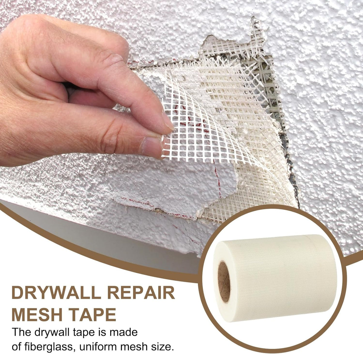 PATIKIL Drywall Repair Mesh Tape, 8 inch x 164 ft Fiberglass Repair Patch Self-Adhesive Dry Wall