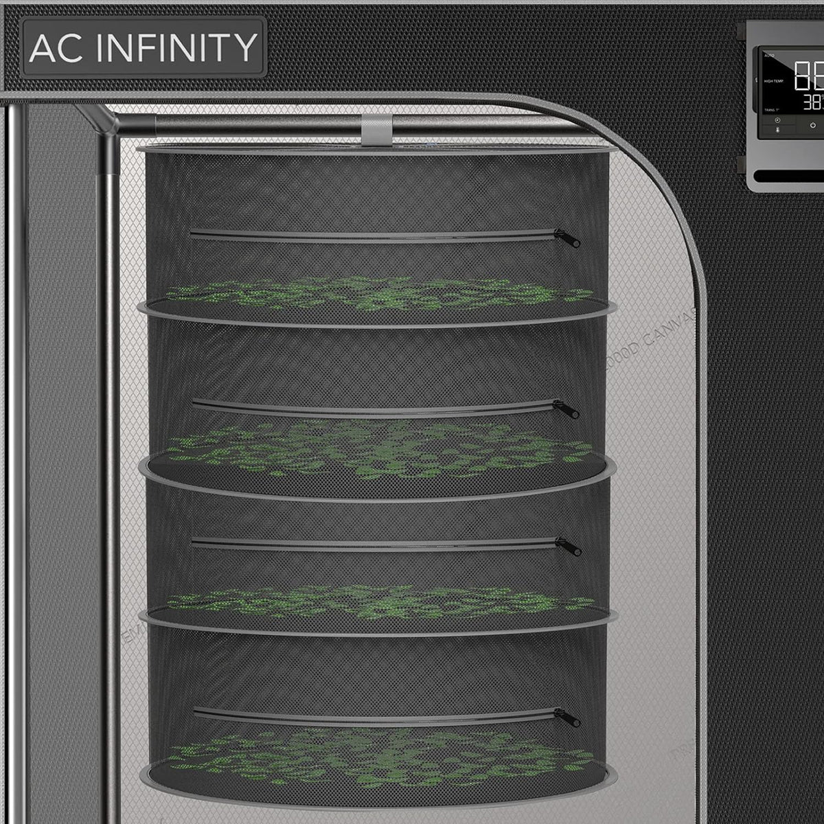 AC Infinity Herb Drying Rack, 4-Layer Hanging Mesh Net for Plants, Seeds, and Buds, 24" Diameter