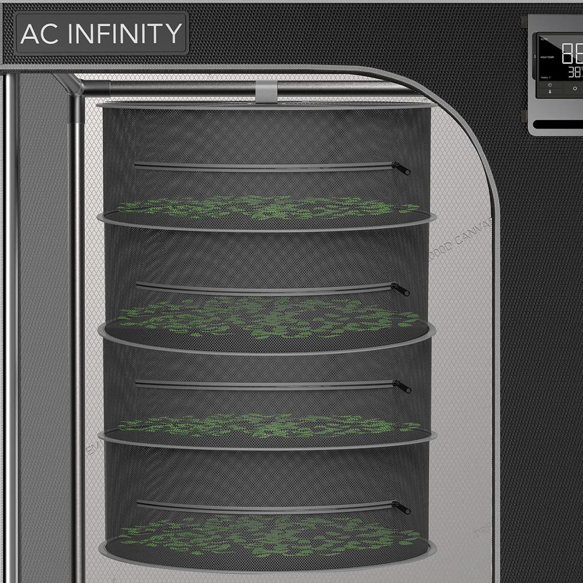 AC Infinity Herb Drying Rack, 4-Layer Hanging Mesh Net for Plants, Seeds, and Buds, 18" Diameter