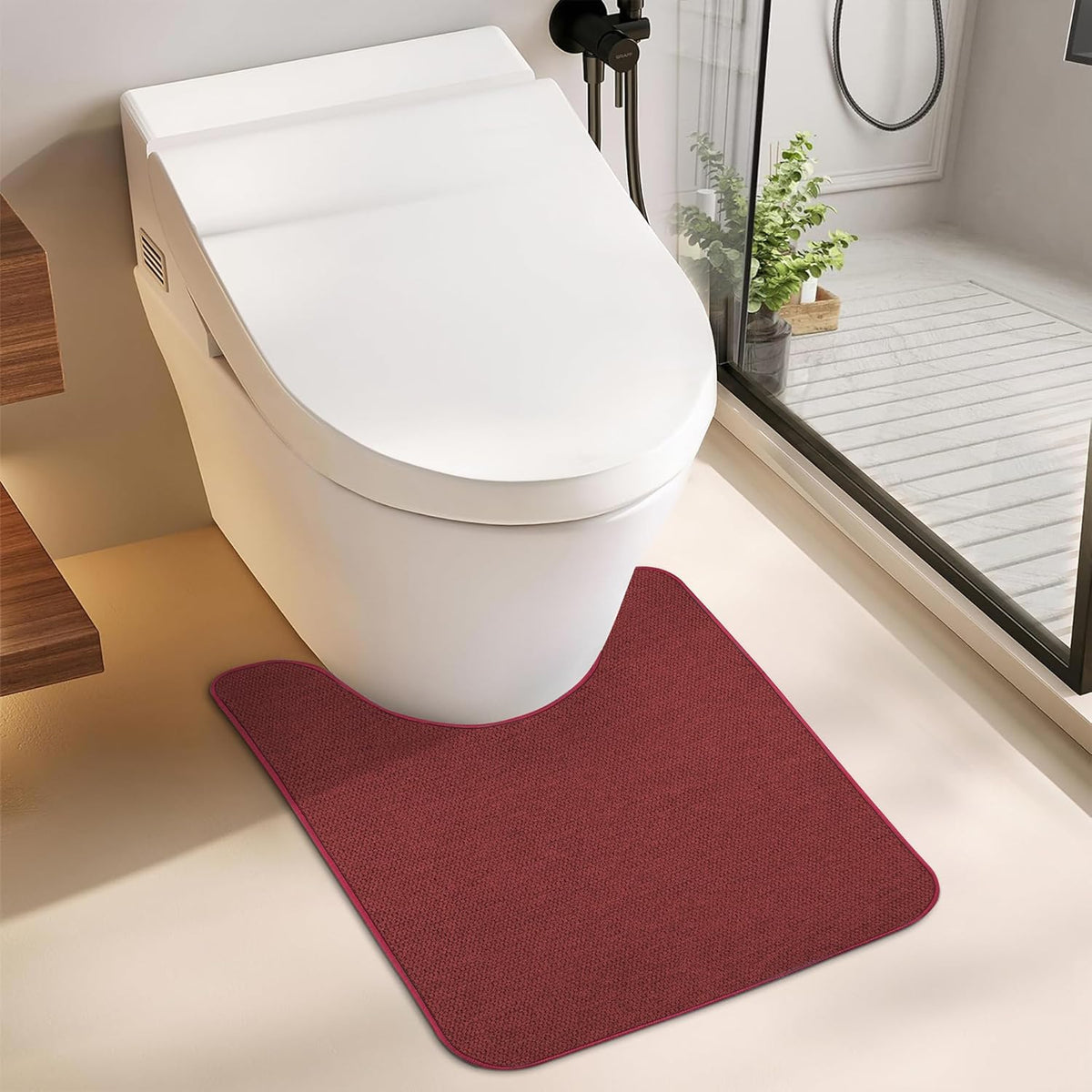 Toilet Rugs U Shaped Bathroom Rug,Machine Washable Non Slip Quick Dry Super Absorbent Ultra Thin
