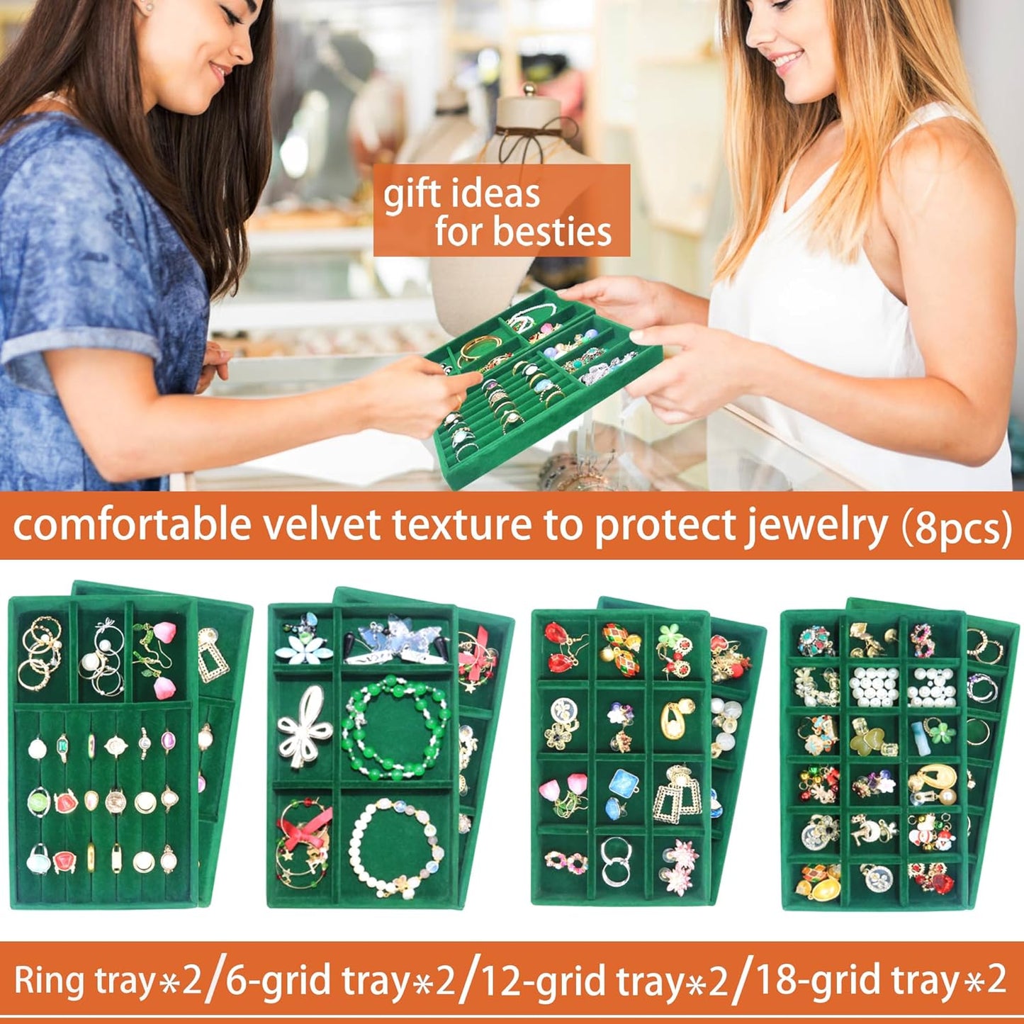 Jewelry Trays Organizer Set of 8 Stackable Jewellry Organizer Trays for Drawers Jewelryy Display