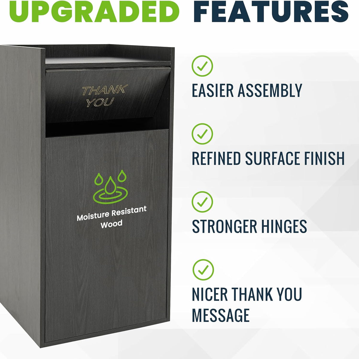 Alpine Restaurant Trash Can Cabinet - Commercial Trash Can 40 Gallon, Garbage Receptacle Indoor