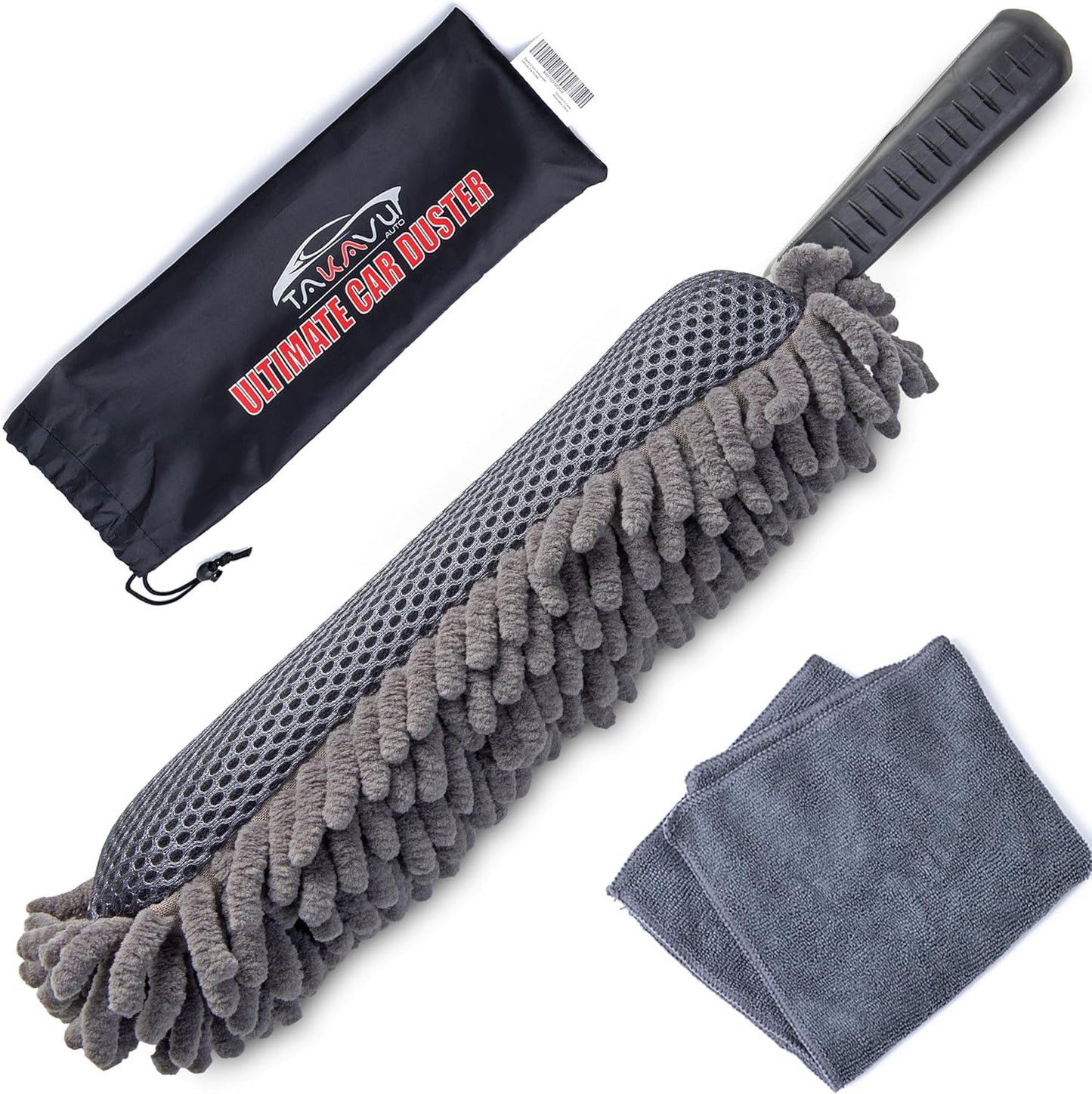TAKAVU Car Duster Interior - Double-Sided Microfiber with Comfort Handle - Lint & Scratch-Free